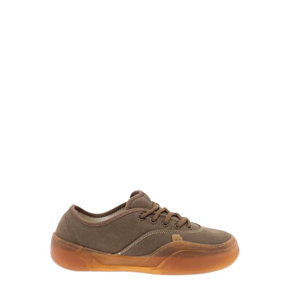 Erl Men 'Low Skate'  Brown Low Top Sneakers With Contrasting Sole In Cotton Man